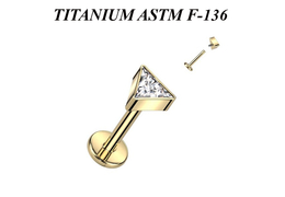 Лабрет из титана с золотым покрытием