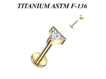 Лабрет из титана с золотым покрытием