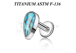 Лабрет из титана Ti Metal медная бирюза