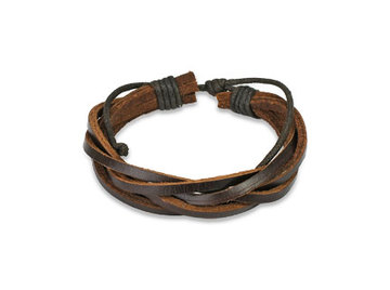 Браслет из кожи, коричневая плетенка