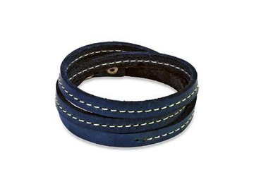 Браслет из кожи с прострочкой, синий