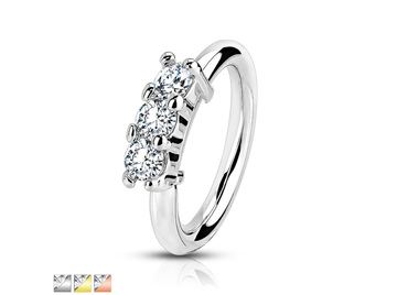 Кольцо раздвижное с тремя прозрачными фианитами