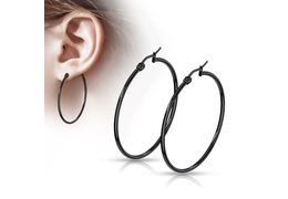 Серьги чёрные кольца, пара