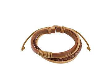 Коричневый браслет из кожи четыре элемента