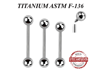 Штанги из титана Steel and Silver с внутренней резьбой