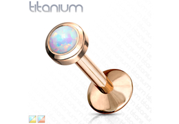 Лабрет титановый с золотым покрытием и опалом Лабрет титановый с золотым покрытием и опалом