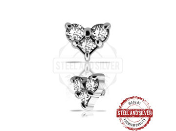 Накрутка Steel and Silver сердце с сетом из фианитов