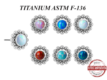 Вставка титановая Steel and Silver с опаловым кластером
