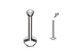 Лабрет с круглым стразом