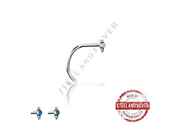 Нострил Steel and Silver с опаловым кластером