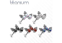 Безрезьбовой лабрет из титана с кластером страз