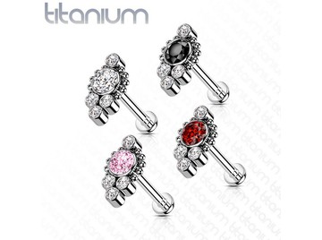 Лабрет из титана с кластером страз