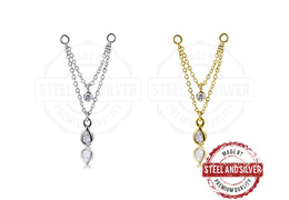 Цепочка для пирсинга Steel and Silver с фианитами Цепочка для пирсинга Steel and Silver с фианитами