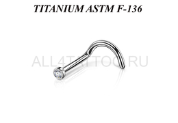 Нострил из титана Ti Metal с фианитом