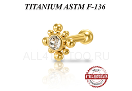 Микроштанга из титана Steel and Silver с кластером Swarovski