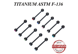 Штанга для языка Steel and Silver с черным PVD покрытием