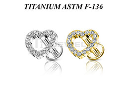 Лабрет из титана Ti Metal хрустальное сердце