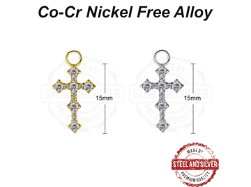 Подвеска Steel and Silver крест с Premium Zirconia